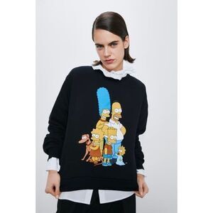 Zara The Simpsons Graphic Print Sweatshirt Black Small